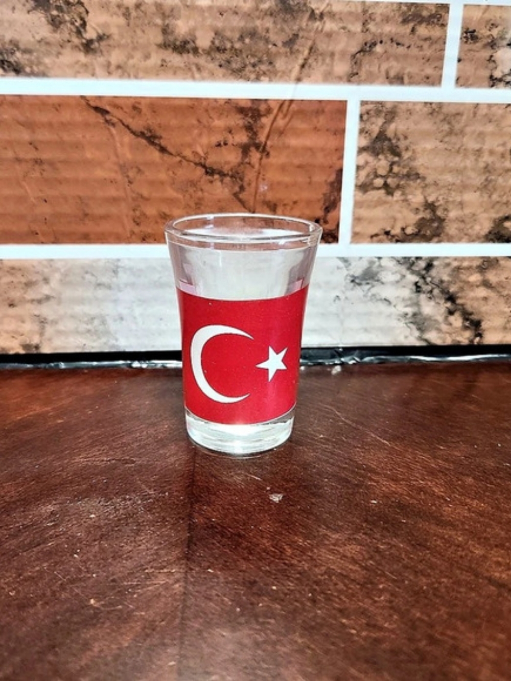 Turkish Flag Shot Glass Red & Clear